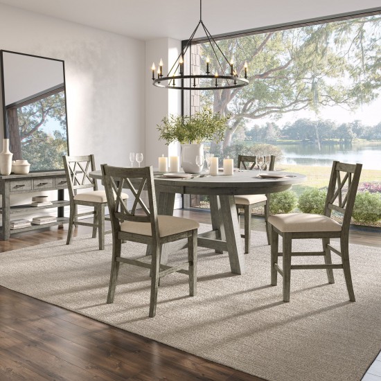 Telluride 5 Piece Counter Height Dining Table Set with Cross Back Stools