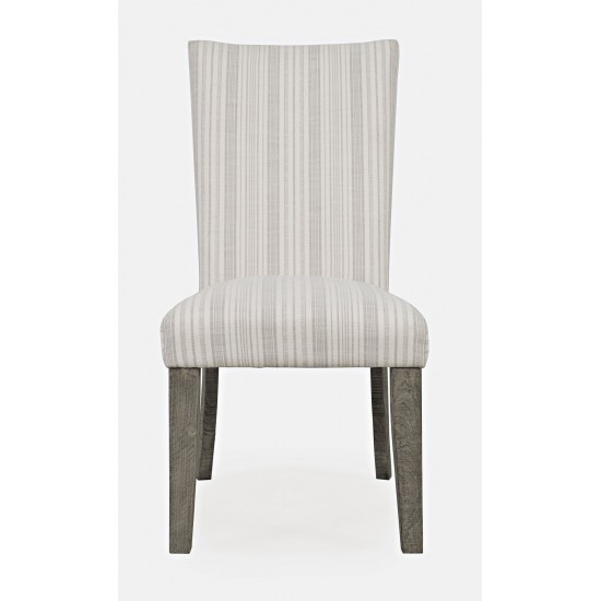 Telluride Rustic Pine Parsons Striped Upholstery Dining Chair (Set of 2)