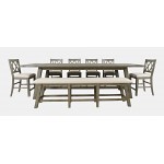 Telluride 8-Piece Distressed Pine 127" Extendable Dining Set with Bench - Grey