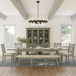 Telluride 8-Piece Distressed Pine 127" Extendable Dining Set with Bench - Grey