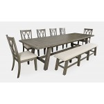 Telluride 8-Piece Distressed Pine 127" Extendable Dining Set with Bench - Grey