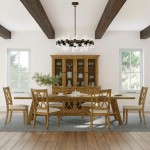 Telluride Seven Piece Rustic Distressed Pine 127" Extendable Dining Set - Gold