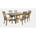 Telluride Seven Piece Rustic Distressed Pine 127" Extendable Dining Set - Gold