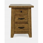 Telluride Rustic Distressed Acacia USB Charging Chairside End Table - Gold