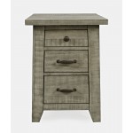 Telluride Rustic Distressed Acacia USB Charging Chairside End Table - Grey