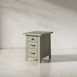 Telluride Rustic Distressed Acacia USB Charging Chairside End Table - Grey