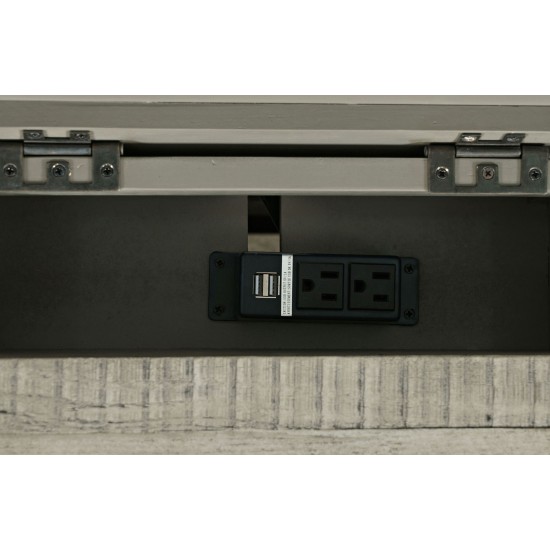 Telluride Rustic Distressed Acacia USB Charging Chairside End Table - Grey