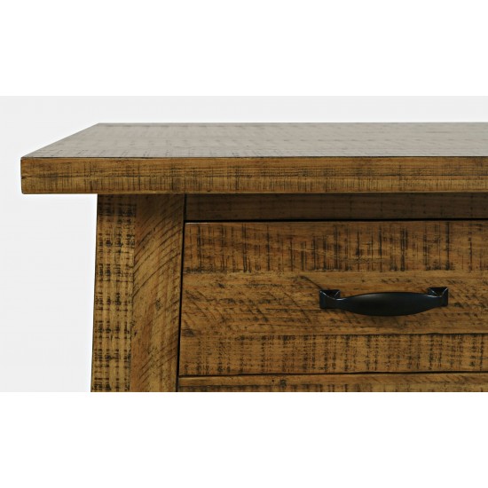 Telluride Rustic Distressed Acacia End Table with Storage - Gold