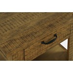Telluride Rustic Distressed Acacia End Table with Storage - Gold