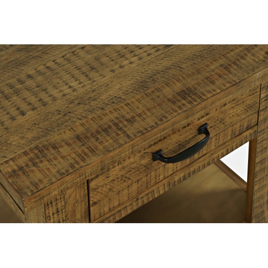 Telluride Rustic Distressed Acacia End Table with Storage - Gold