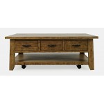 Telluride 50" Coffee Table with Caster Wheels and Pull-Through Drawers - Gold