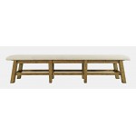 Telluride Rustic Distressed Pine 85" Upholstered Dining Bench - Gold