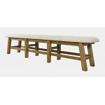 Telluride Rustic Distressed Pine 85" Upholstered Dining Bench - Gold