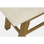 Telluride Rustic Distressed Pine 85" Upholstered Dining Bench - Gold