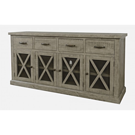 Telluride 70" Rustic Distressed Pine Four Drawer Sideboard Buffet Server