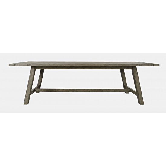 Telluride Rustic Distressed Pine 127" Trestle Counter Table with Two Leaves