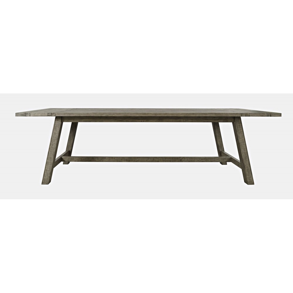 Telluride Rustic Distressed Pine 127" Trestle Counter Table with Two Leaves