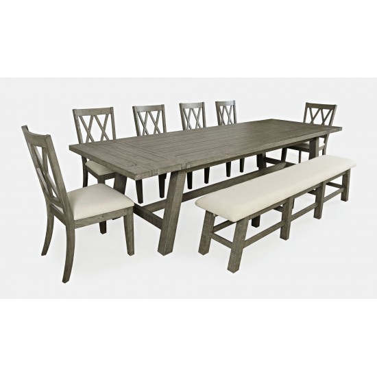 Telluride Rustic Distressed Pine 127" Trestle Counter Table with Two Leaves