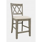 Telluride Rustic Distressed Pine Upholstered Counter Stool (Set of 2)