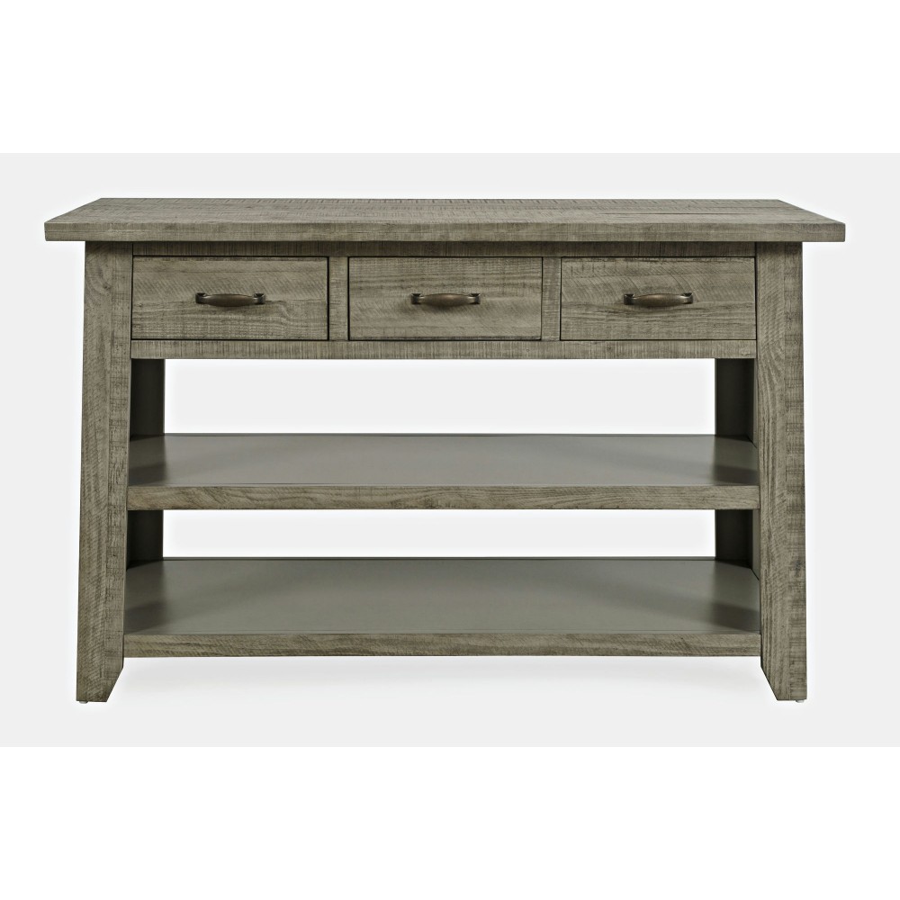 Telluride 50" Sofa Table with Drawers and Two Shelves - Grey