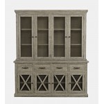 Telluride Rustic Distressed Pine Sideboard Buffet Hutch with LED Lights