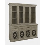 Telluride Rustic Distressed Pine Sideboard Buffet Hutch with LED Lights