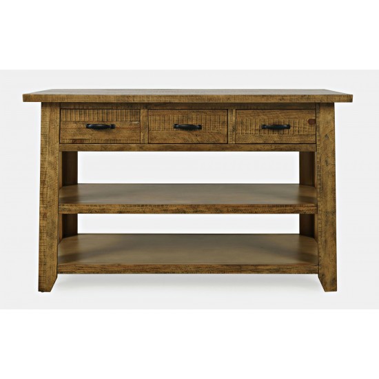 Telluride 50" Sofa Table with Drawers and Two Shelves - Gold