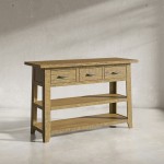 Telluride 50" Sofa Table with Drawers and Two Shelves - Gold
