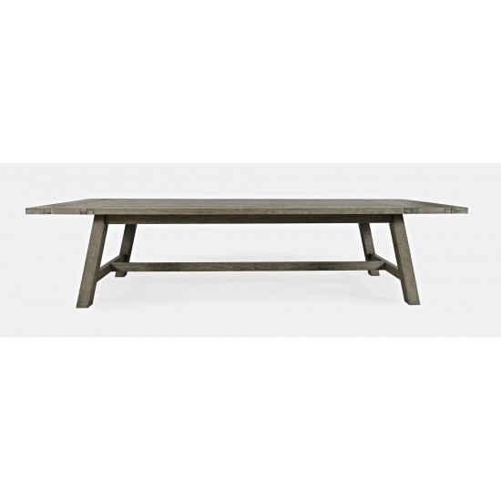 Telluride 127" Trestle Dining Table with Two Extension Leaves - Driftwood Gray