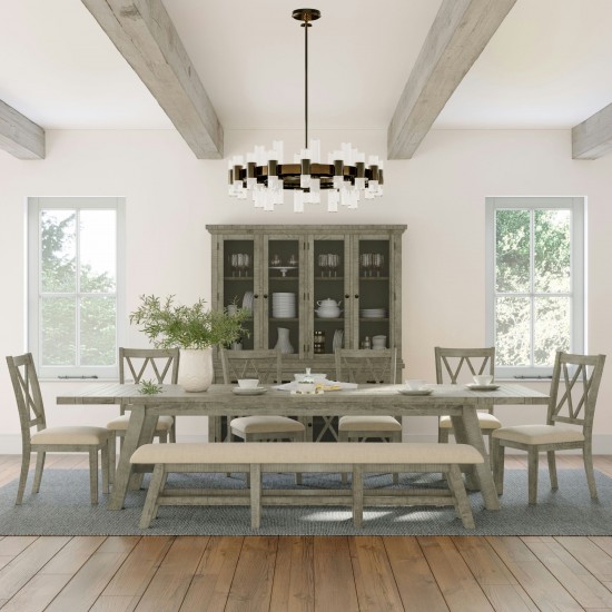 Telluride 127" Trestle Dining Table with Two Extension Leaves - Driftwood Gray