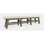 Telluride Rustic Distressed Pine 85" Upholstered Dining Bench - Driftwood Gray