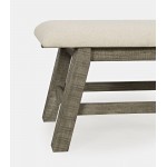 Telluride Rustic Distressed Pine 85" Upholstered Dining Bench - Driftwood Gray