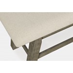 Telluride Rustic Distressed Pine 85" Upholstered Dining Bench - Driftwood Gray