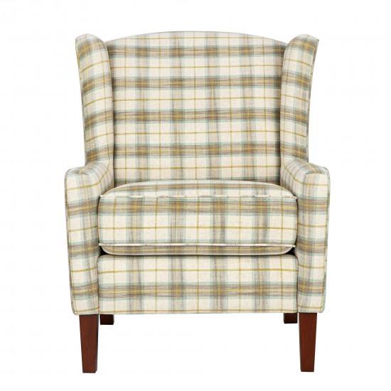 Thompson Traditional Classic Wingback Upholstered Accent Chair - Plaid