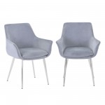 Stella Modern Upholstered Platinum Dining Chair with Chrome Legs (Set of 2)