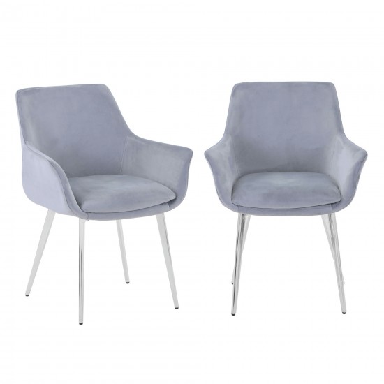 Stella Modern Upholstered Platinum Dining Chair with Chrome Legs (Set of 2)