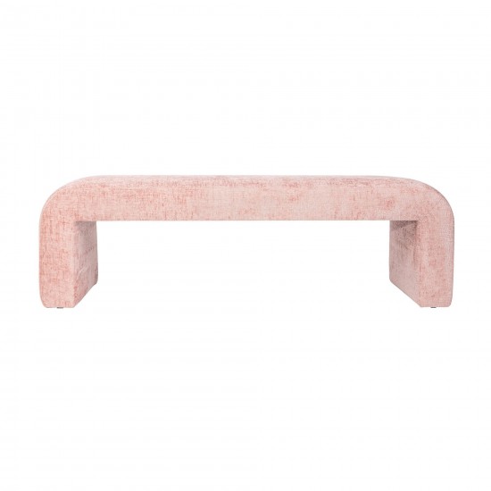 Sophia Modern Luxury Curved Upholstered Jacquard Bench (60W x 18D x 19H) - Pink