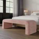 Sophia Modern Luxury Curved Upholstered Jacquard Bench (60W x 18D x 19H) - Pink