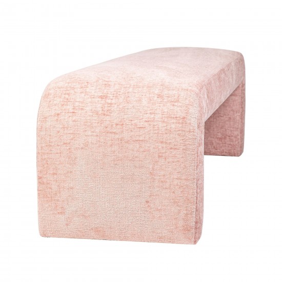 Sophia Modern Luxury Curved Upholstered Jacquard Bench (60W x 18D x 19H) - Pink