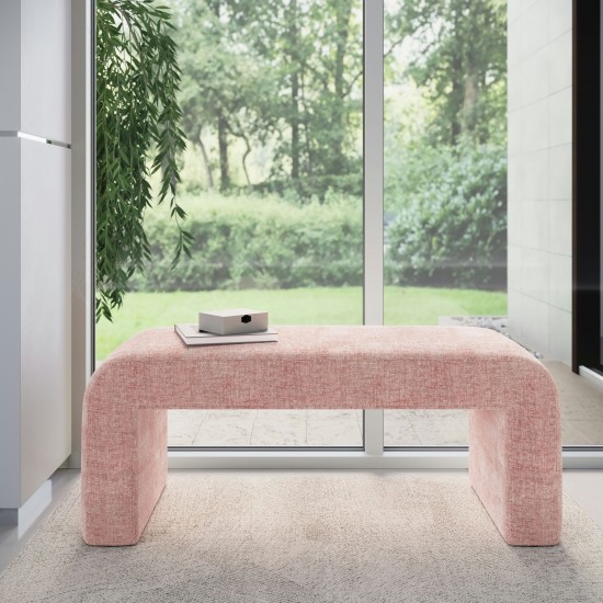 Sophia Modern Luxury Curved Upholstered Jacquard Bench (47W x 18D x 19H) - Pink