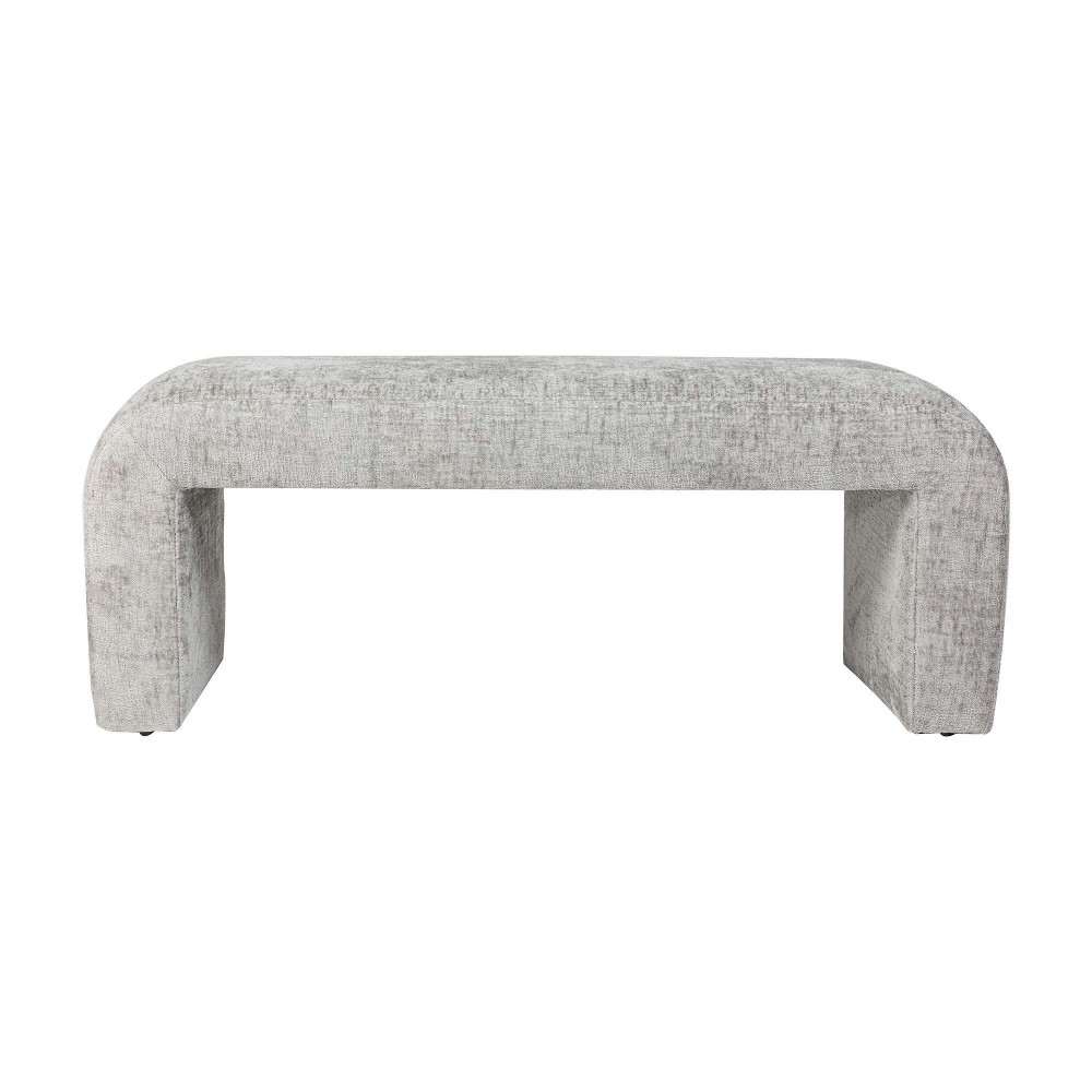 Sophia Modern Luxury Curved Upholstered Jacquard Bench (47W x 18D x 19H) - Grey