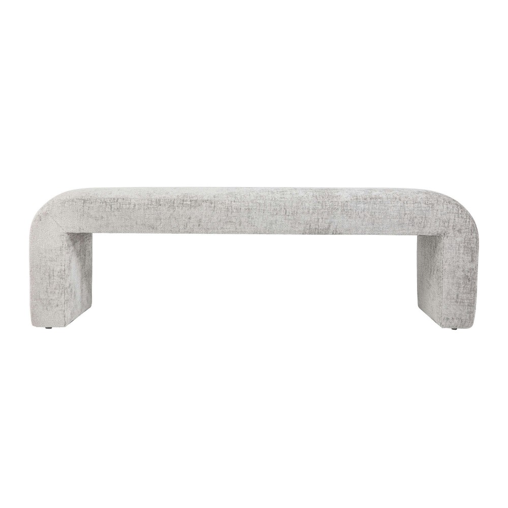 Sophia Modern Luxury Curved Upholstered Jacquard Bench (60W x 18D x 19H) - Grey