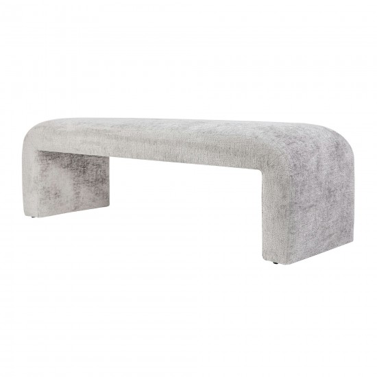 Sophia Modern Luxury Curved Upholstered Jacquard Bench (60W x 18D x 19H) - Grey