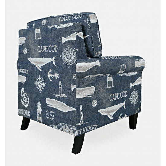 Seafarer Coastal Nantucket Cape Nautical Upholstered Accent Chair - Navy