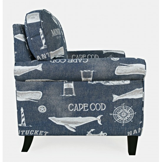 Seafarer Coastal Nantucket Cape Nautical Upholstered Accent Chair - Navy