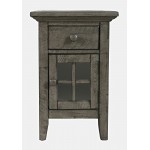 Rustic Shores Distressed Acacia USB Charging Chairside End Table - Stone