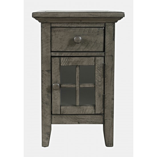 Rustic Shores Distressed Acacia USB Charging Chairside End Table - Stone