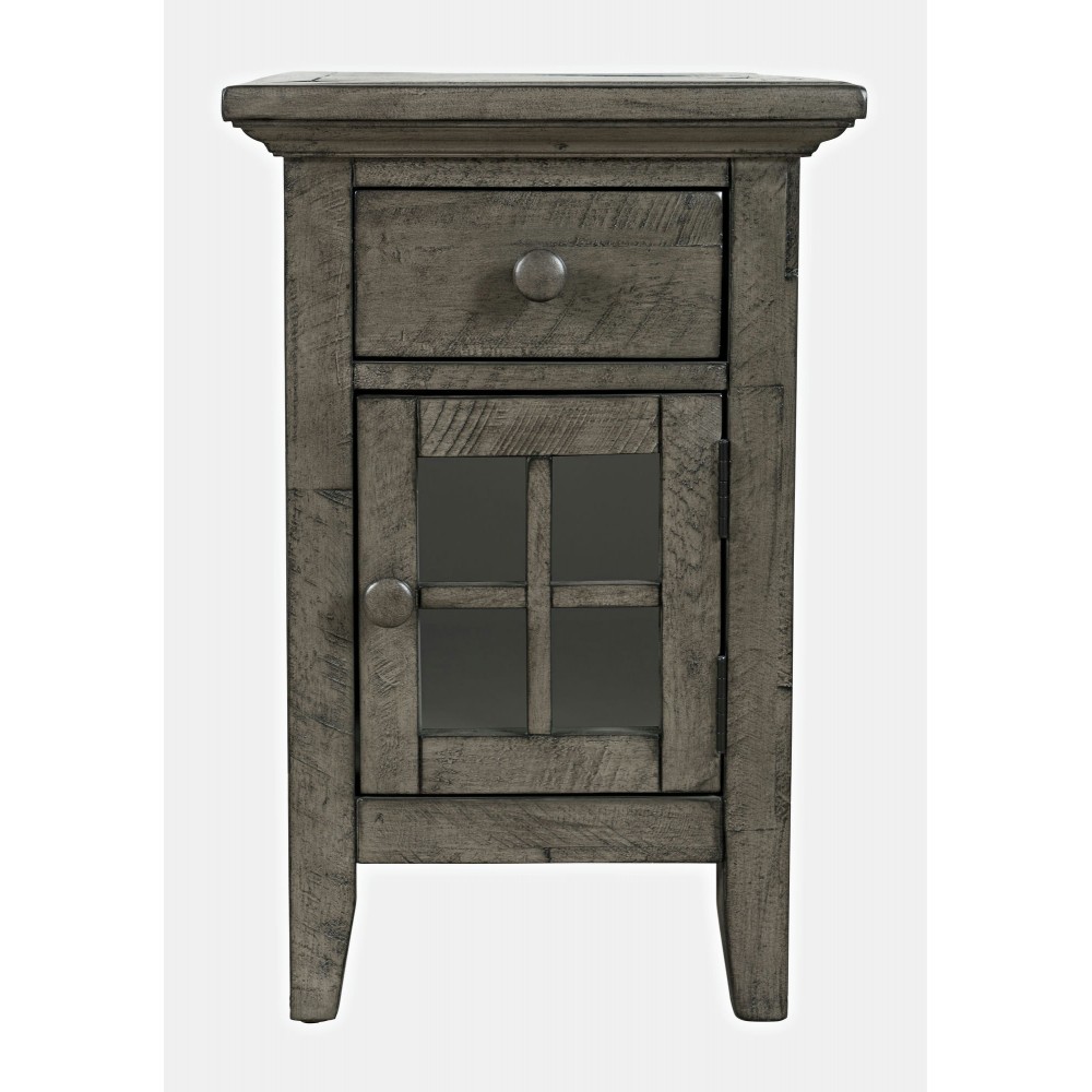 Rustic Shores Distressed Acacia USB Charging Chairside End Table - Stone