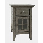 Rustic Shores Distressed Acacia USB Charging Chairside End Table - Stone