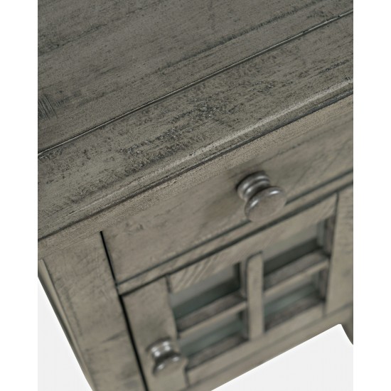 Rustic Shores Distressed Acacia USB Charging Chairside End Table - Stone